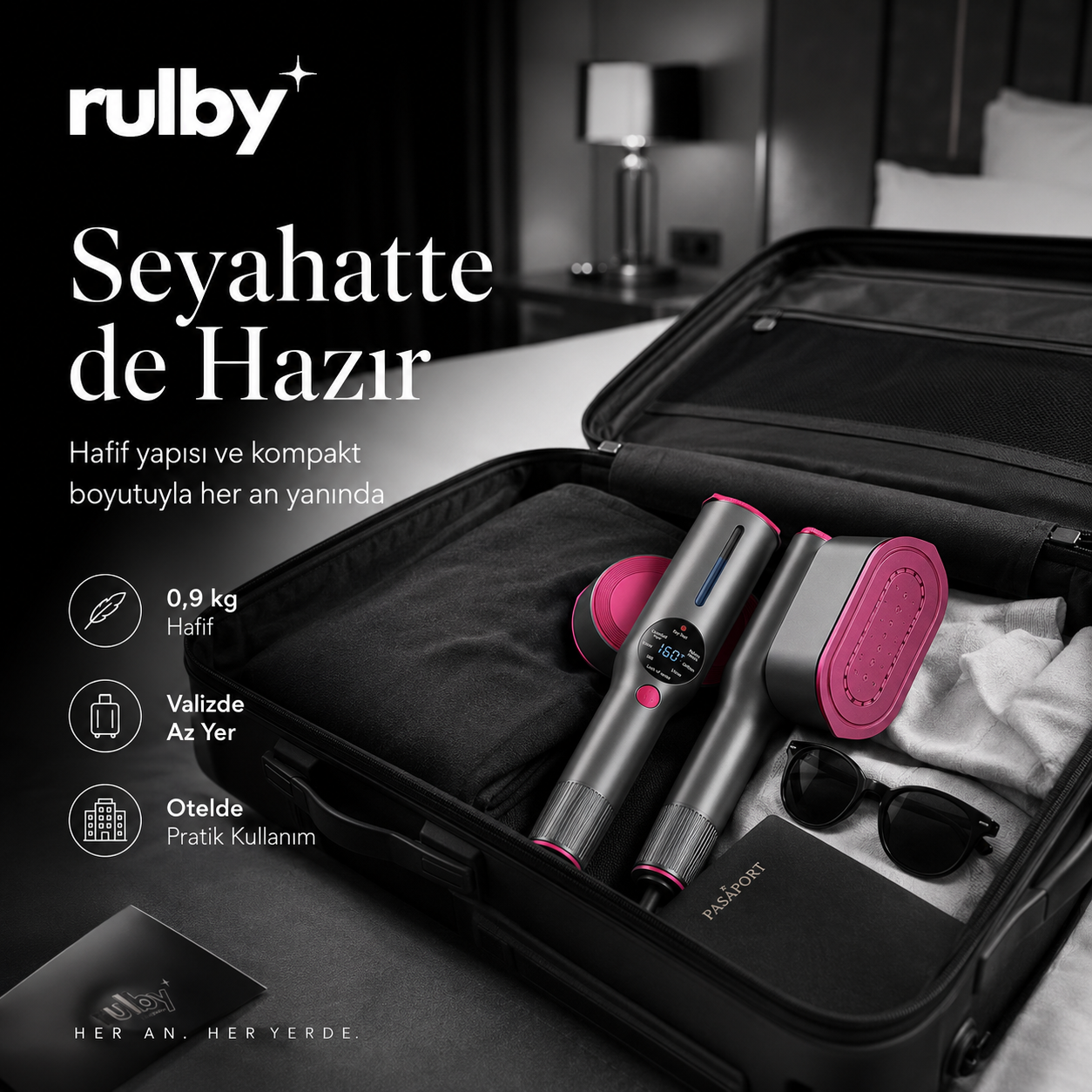 Rulby™ Steamer 2'si 1 Arada Seyehat Ütüsü