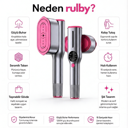 Rulby™ Steamer 2'si 1 Arada Seyehat Ütüsü